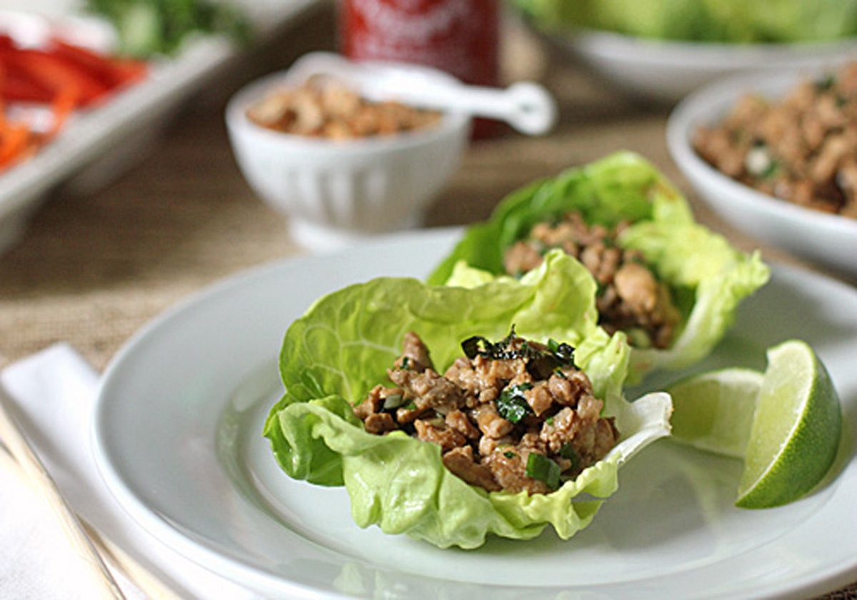 Spicy Minced Pork in Lettuce Bundles