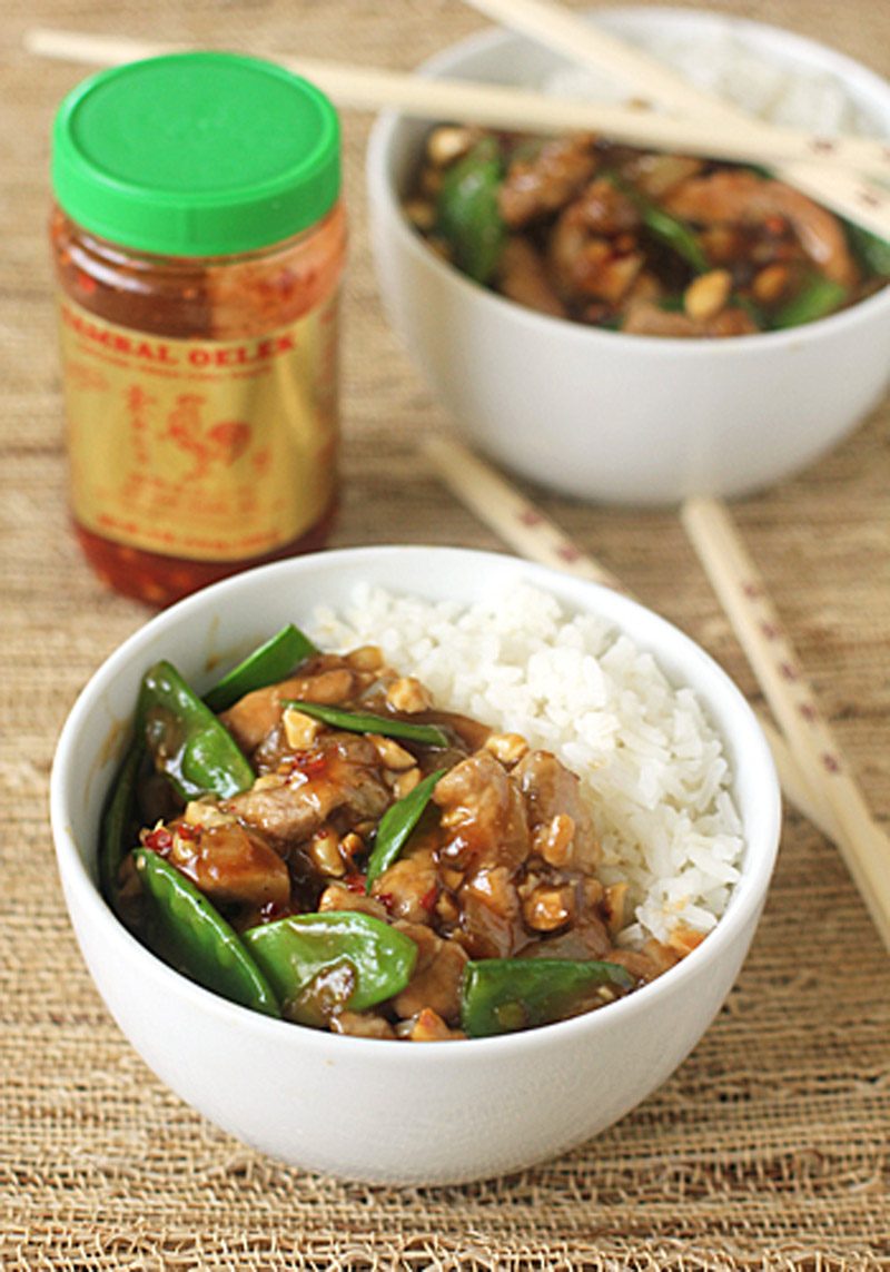 Cashew Pork with Snow Peas and Ginger
