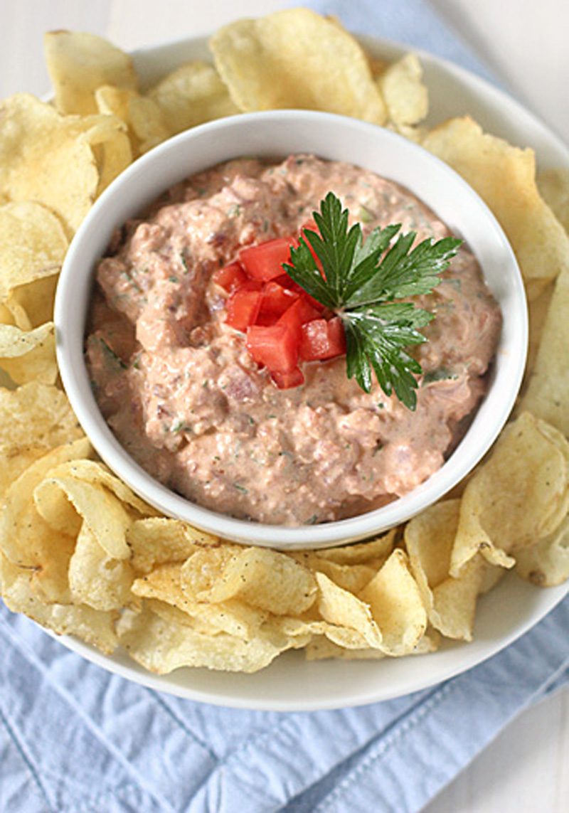 Bacon and Tomato Dip with Black Pepper Potato Chips