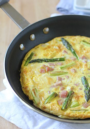 Asparagus, Ham and, Cheddar Frittata