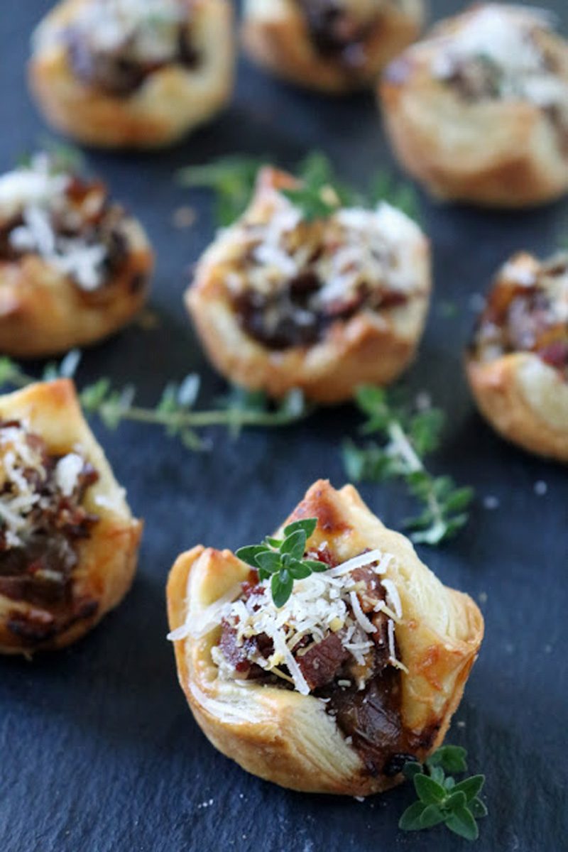 Caramelized Onion and Bacon Puff Pastry Bites