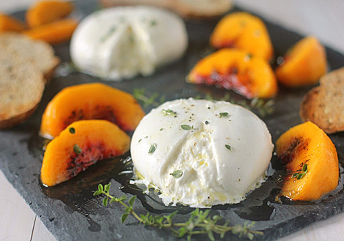 Caramelized Peaches and Burrata Cheese