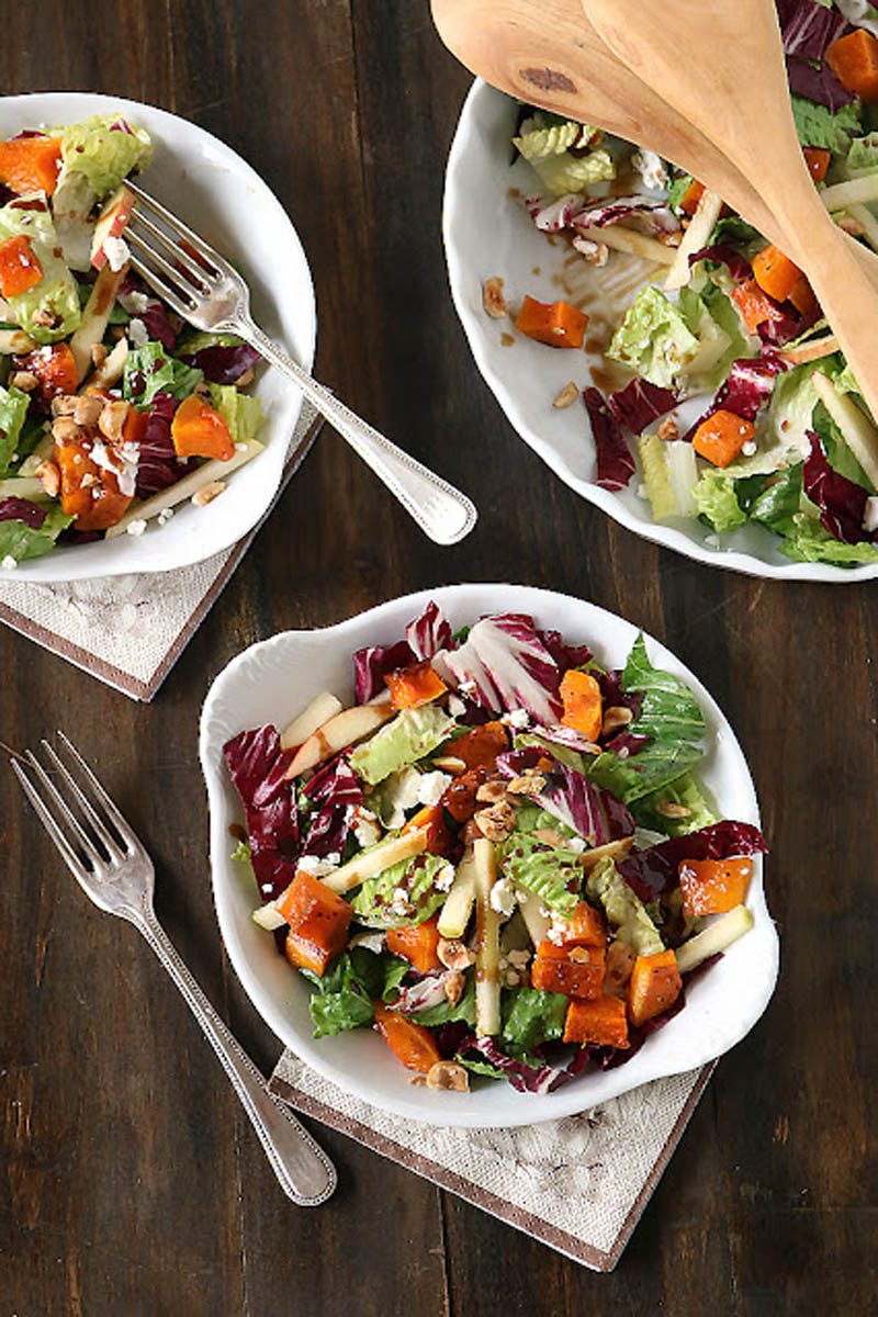 Chopped Salad with Butternut Squash, Goat Cheese, and Hazelnuts