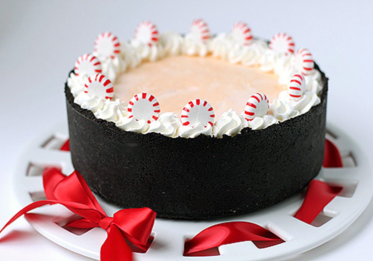 All-American Peppermint Stick Torte with Hot Fudge Sauce