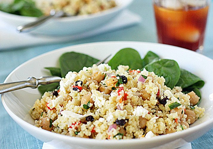 Couscous and Garbanzo Bean Salad with a Honey-Mustard Dressing