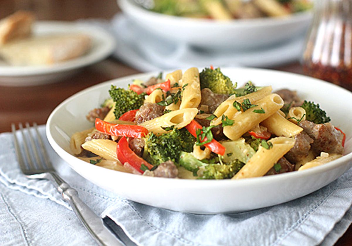 Creamy Skillet Penne with Sausage and Broccoli