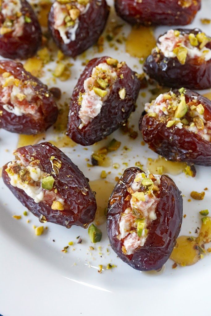 Goat Cheese and Spicy Salami Stuffed Dates