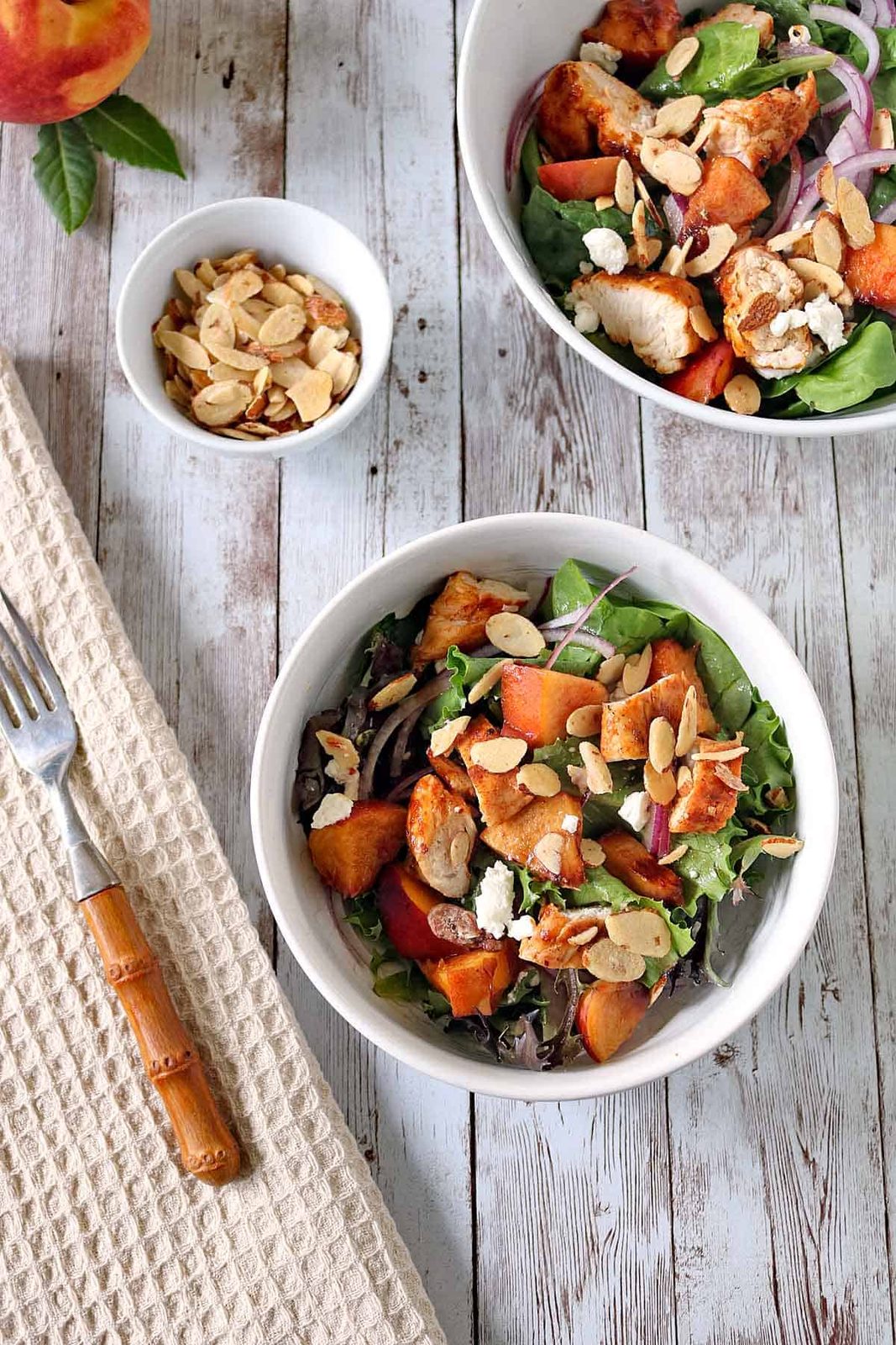 Grilled Barbecued Chicken and Peach Salad