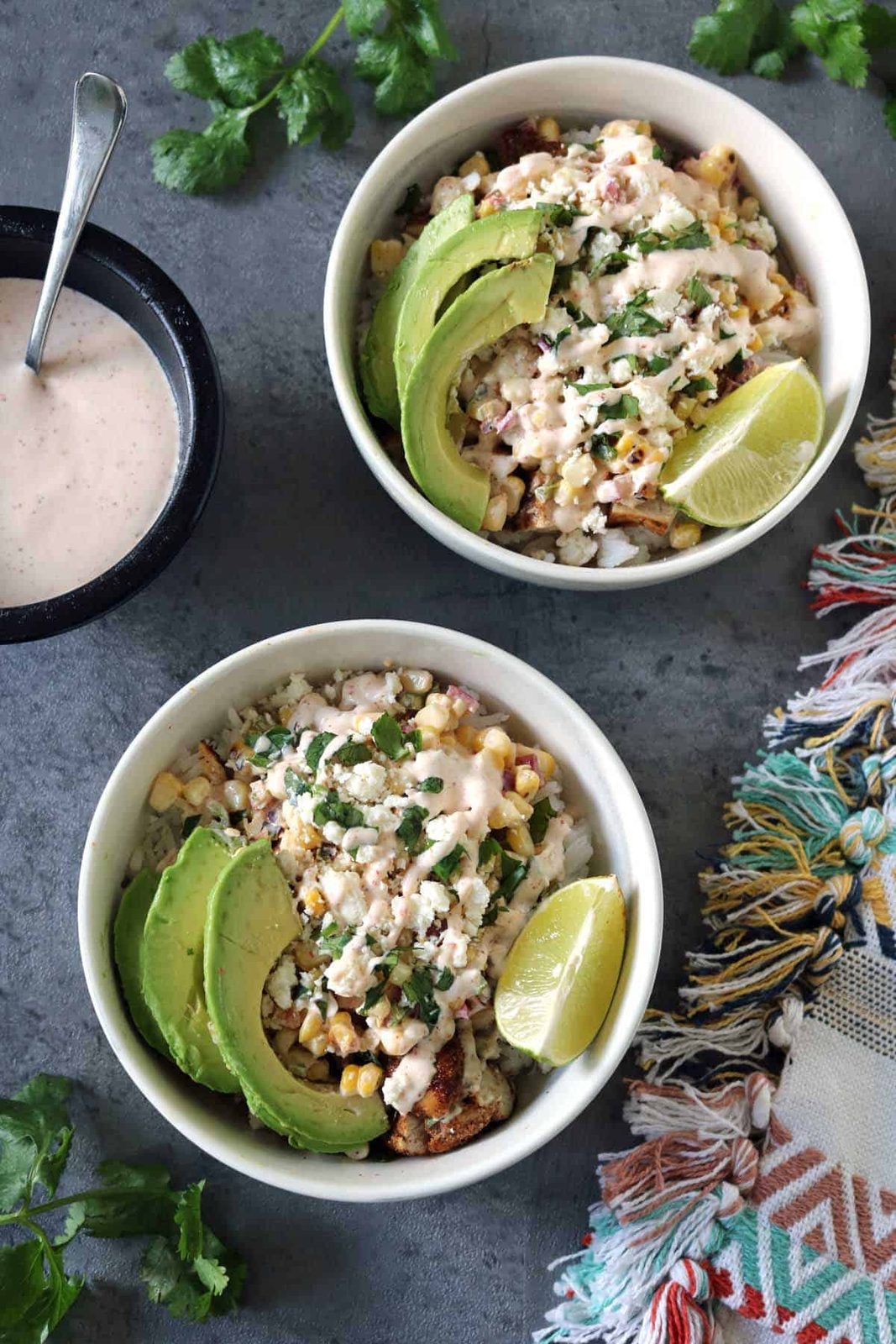 Grilled Street Corn Chicken Bowls