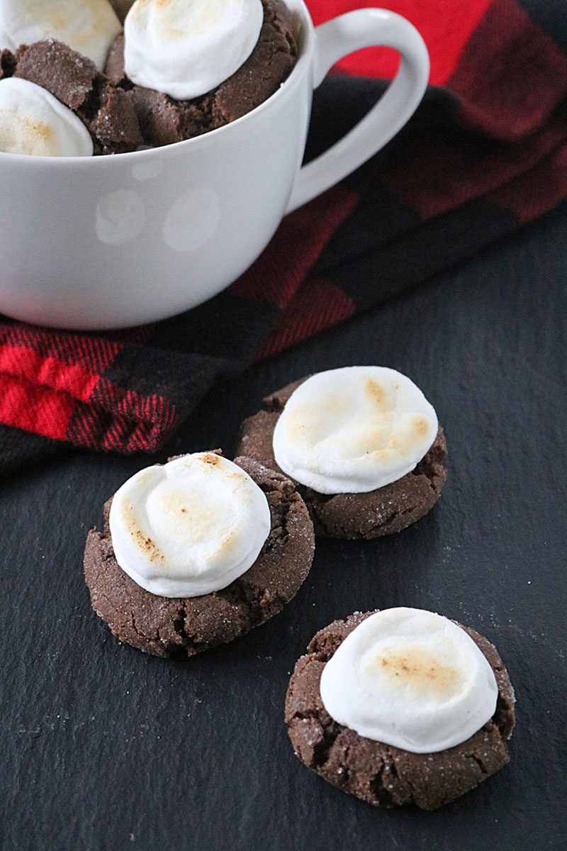 Hot Chocolate Cookies with Toasty Marshmallows