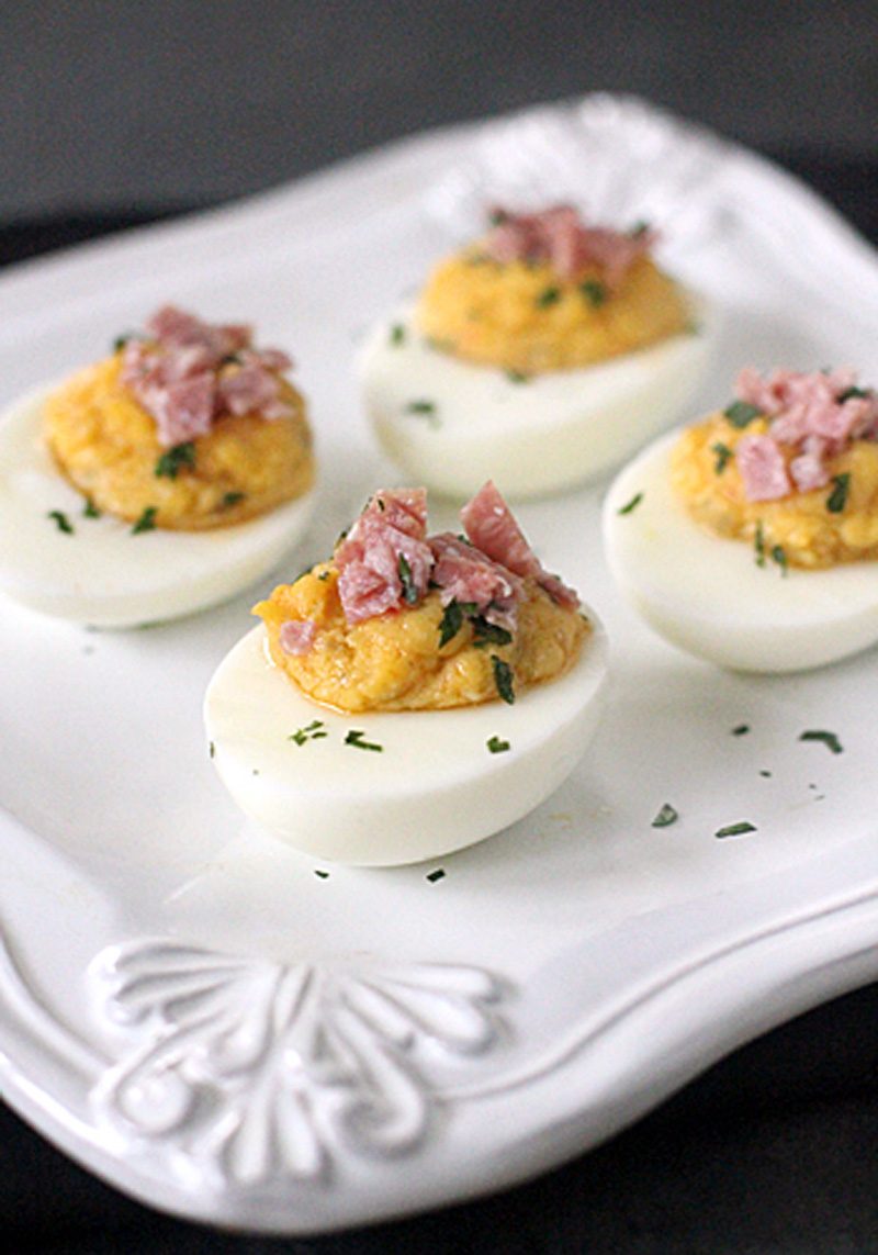 Muffuletta Deviled Eggs