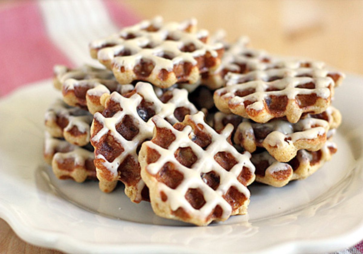 Oatmeal-Bacon Waffle Cookies with Espresso Glaze