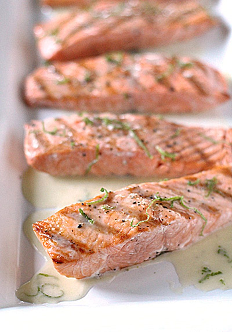Grilled Salmon with Lime Butter Sauce