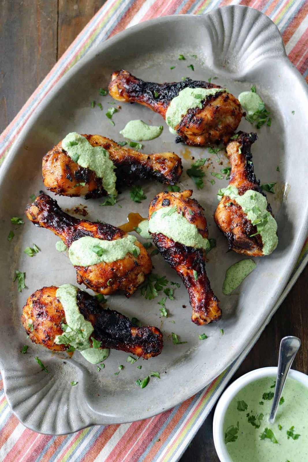 Air-Fried Peruvian Chicken Drumsticks with Green Crema