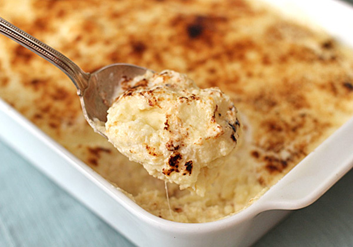 Potato and Cheese Purée with Horseradish Cream