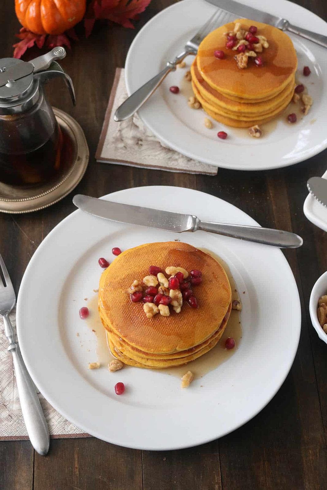 Pumpkin Pancakes with Orange-Infused Maple Syrup