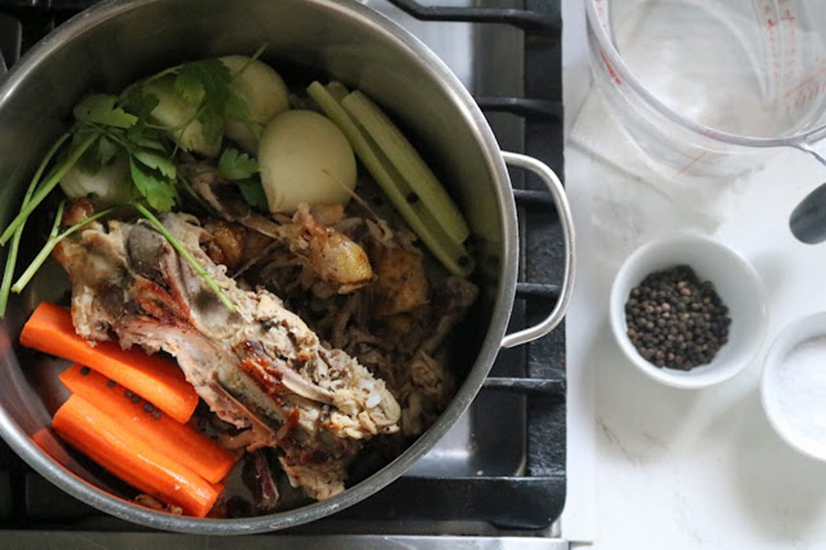 Quick Chicken Stock (made with leftover carcass)