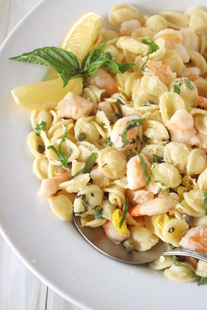 Orecchiette with Shrimp, Pepperoncini and Basil