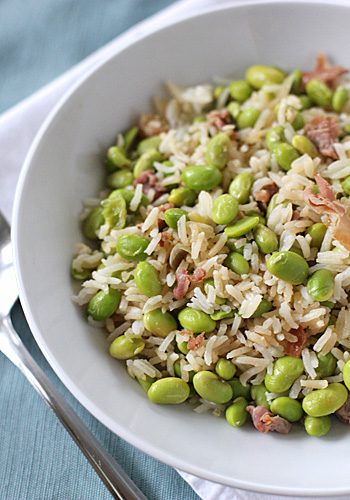 Rice with Edamame and Prosciutto
