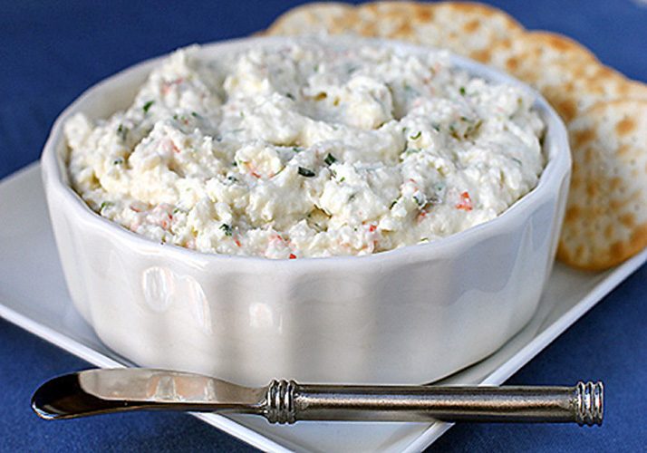 Shrimp and Sherry Cheese Spread with crackers