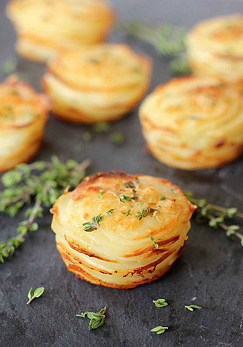 Potato Stacks with Garlic and Fresh Thyme
