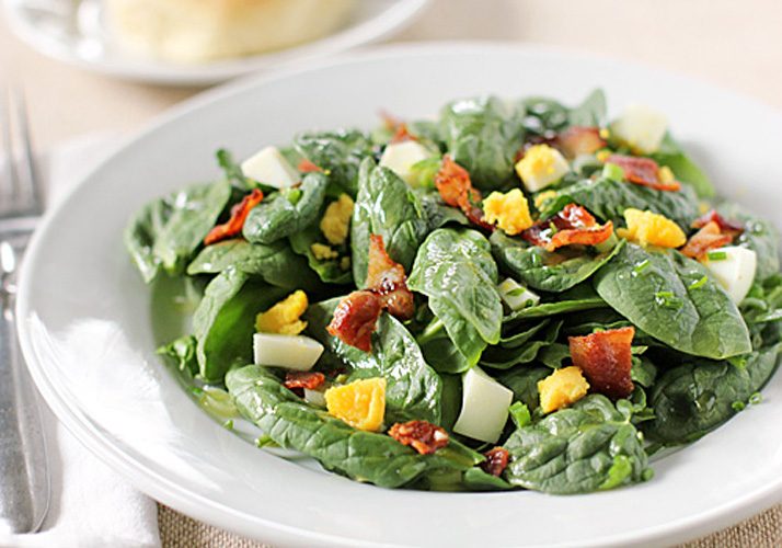 Spinach Salad with Bacon and Egg