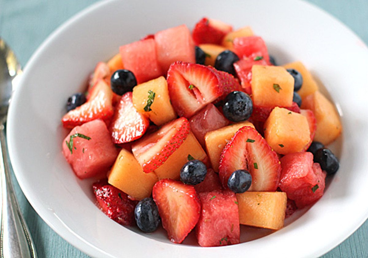 Summer Fruit Salad with Lime-Mint Syrup
