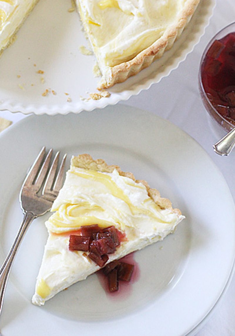 Lemon Cloud Tart with Rhubarb Compote