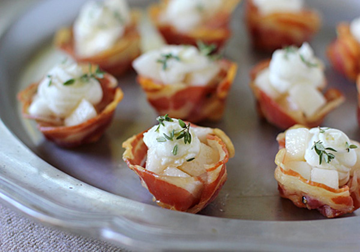 Pancetta Cups with Goat Cheese and Pear