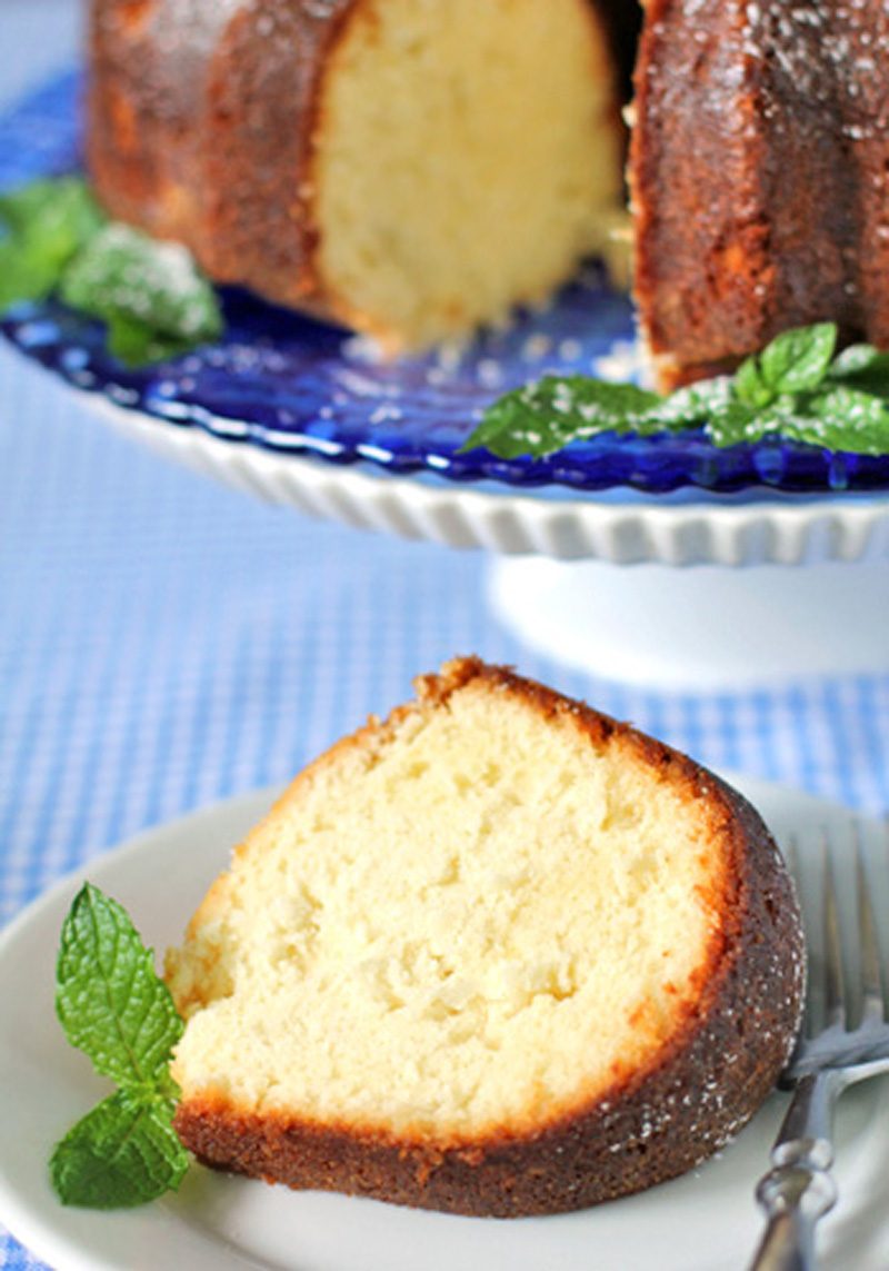 Coconut Pound Cake with a Lemon-Mint Glaze