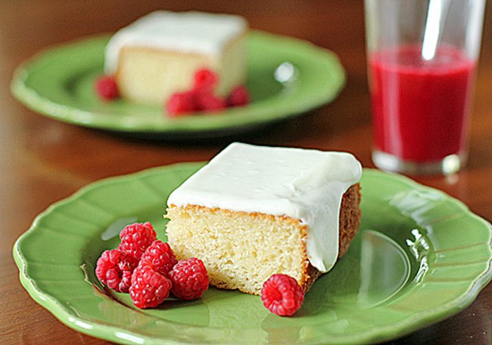 Yogurt Cake with Red Currant-Raspberry Sauce