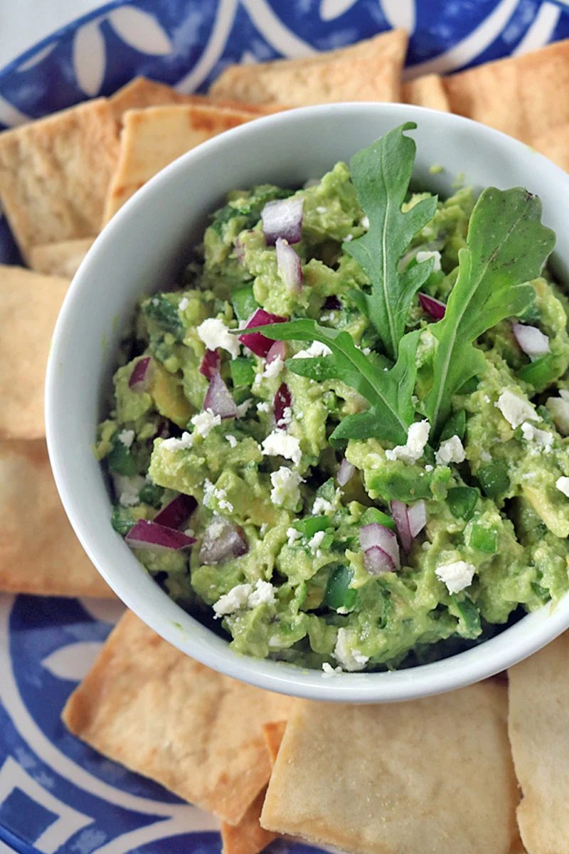 Feta and Arugula Guacamole