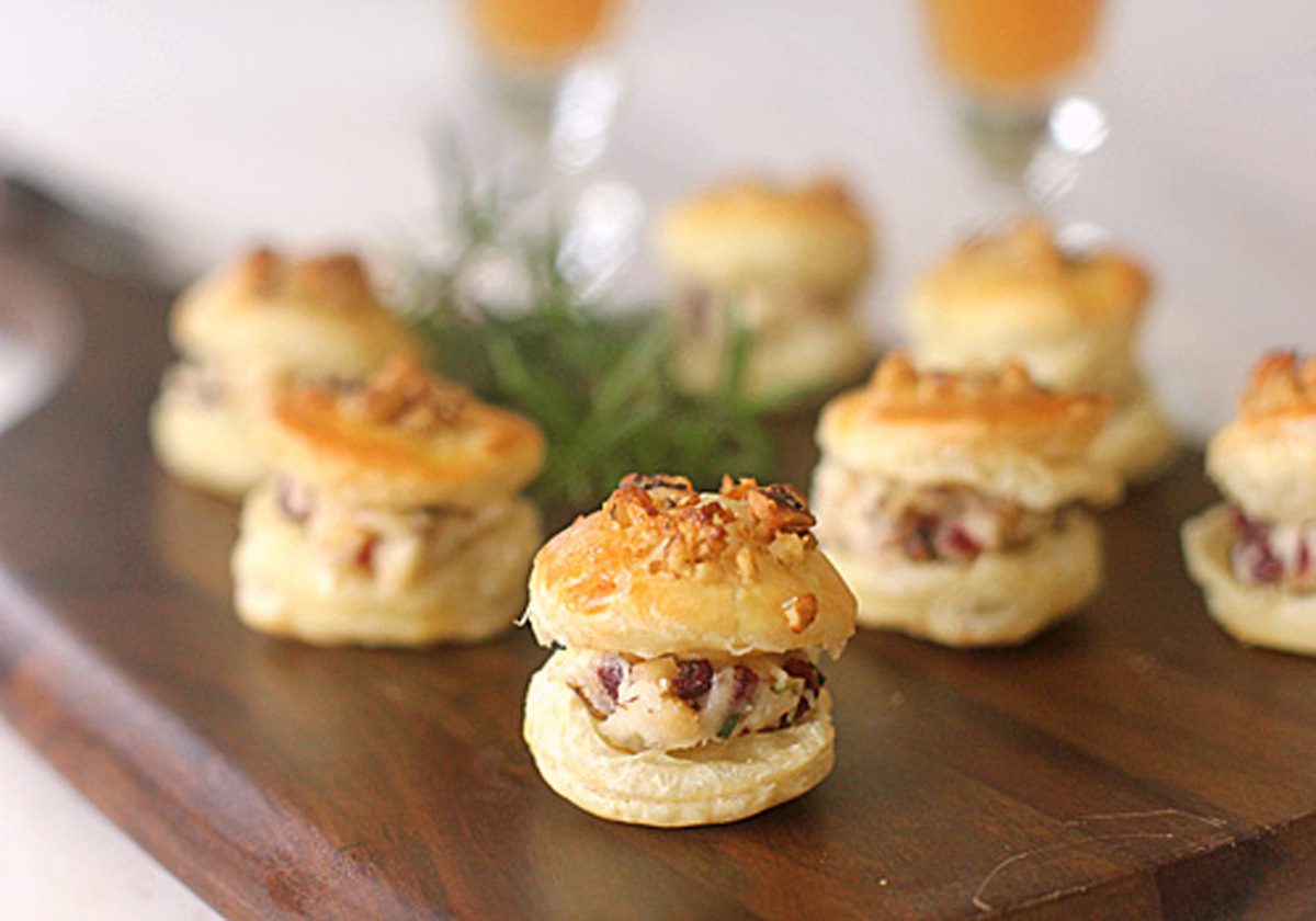 Miniature Camembert, Walnut and Cranberry Pastries