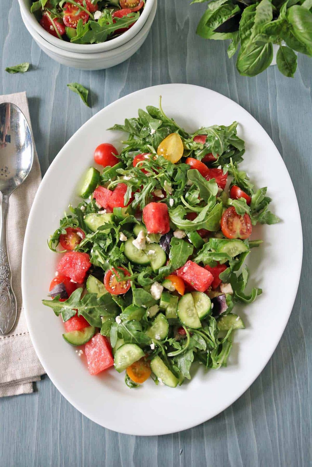 Tomato and Watermelon Salad with Feta Cheese